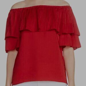 Maje Lacao Off-the-Shoulder Top Size 1 (FR/EU) Small (US) Red
